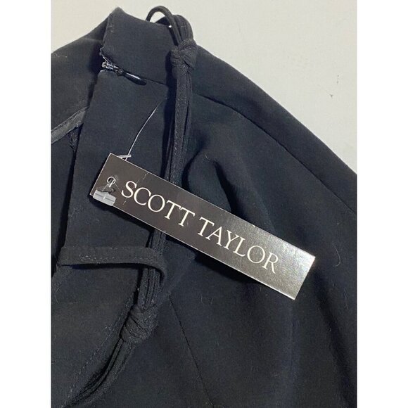 Scott Taylor Petite Fit & Flare Black Skirt Knotted Cord Belt Woman’s 12 NWT - Picture 4 of 10